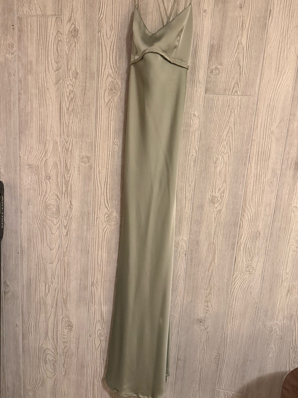 Satin Slip Maxi Dress in Olive Green